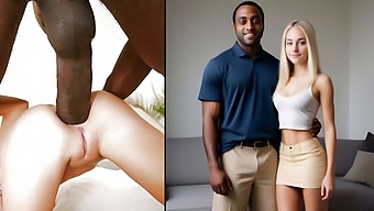 흑인의 큰 자지가 아내의 꽉 끼는 엉덩이를 3d로 늘여놓습니다